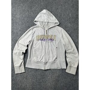 Womens Southpole Gray Full Zip Hoodie Graphic Logo, Size XL